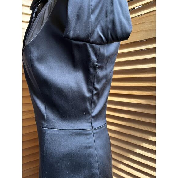 Vintage Gianfranco Ferre Dress 40 Black Satin Lg Sleeve Illusion Whimsigoth Goth - Picture 4 of 9